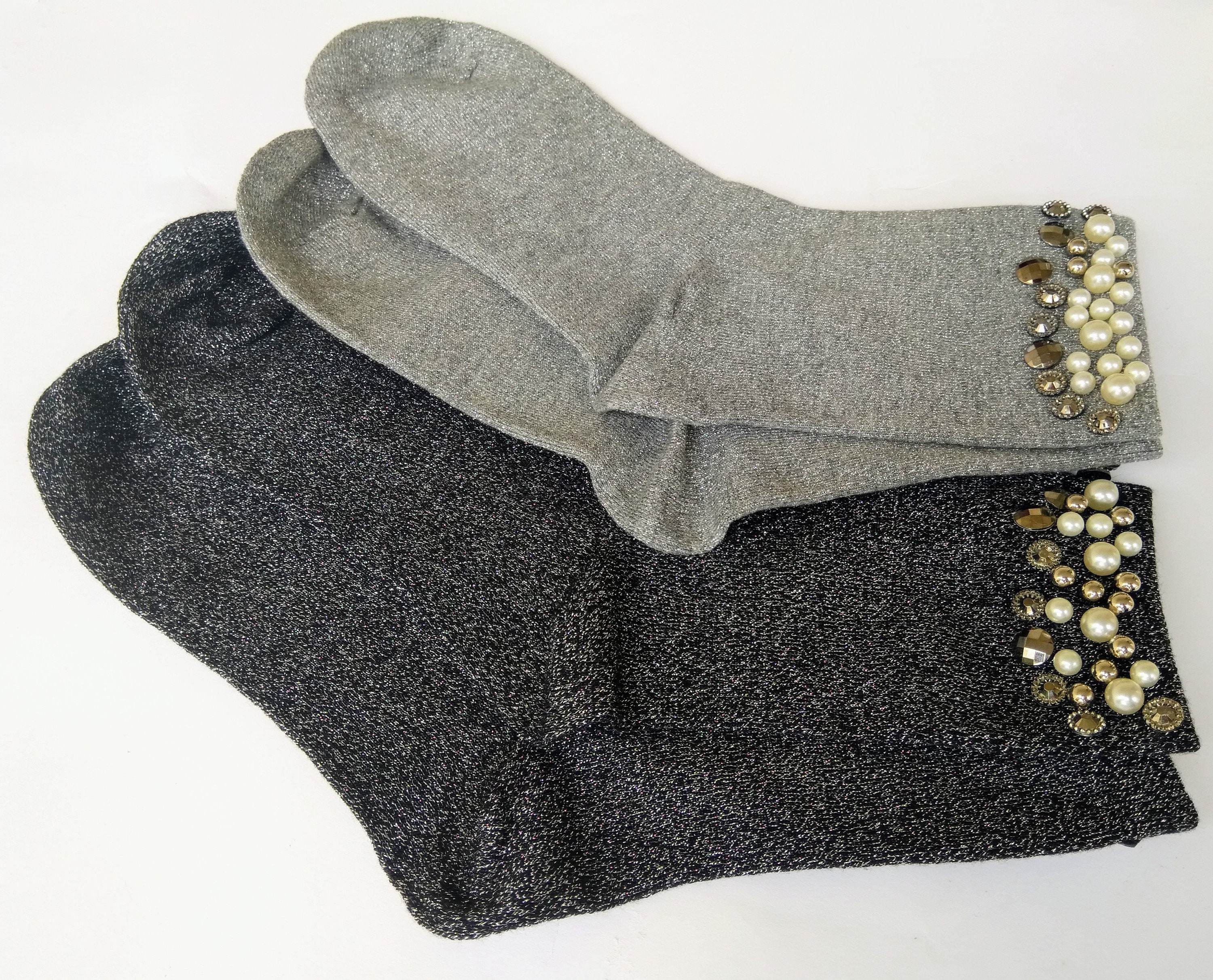 Cool sock. Cotton Gray Lurex Cute Cool Rhinestone Novelty | Etsy
