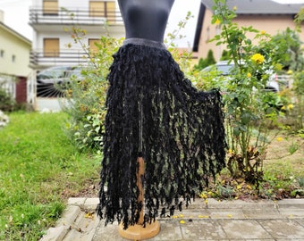 Tulle Skirt. Faux Feathers Mesh Bridal Pleated Skirt Maxi Long Circle Bohemian Skirt. Mother's Day Gift.