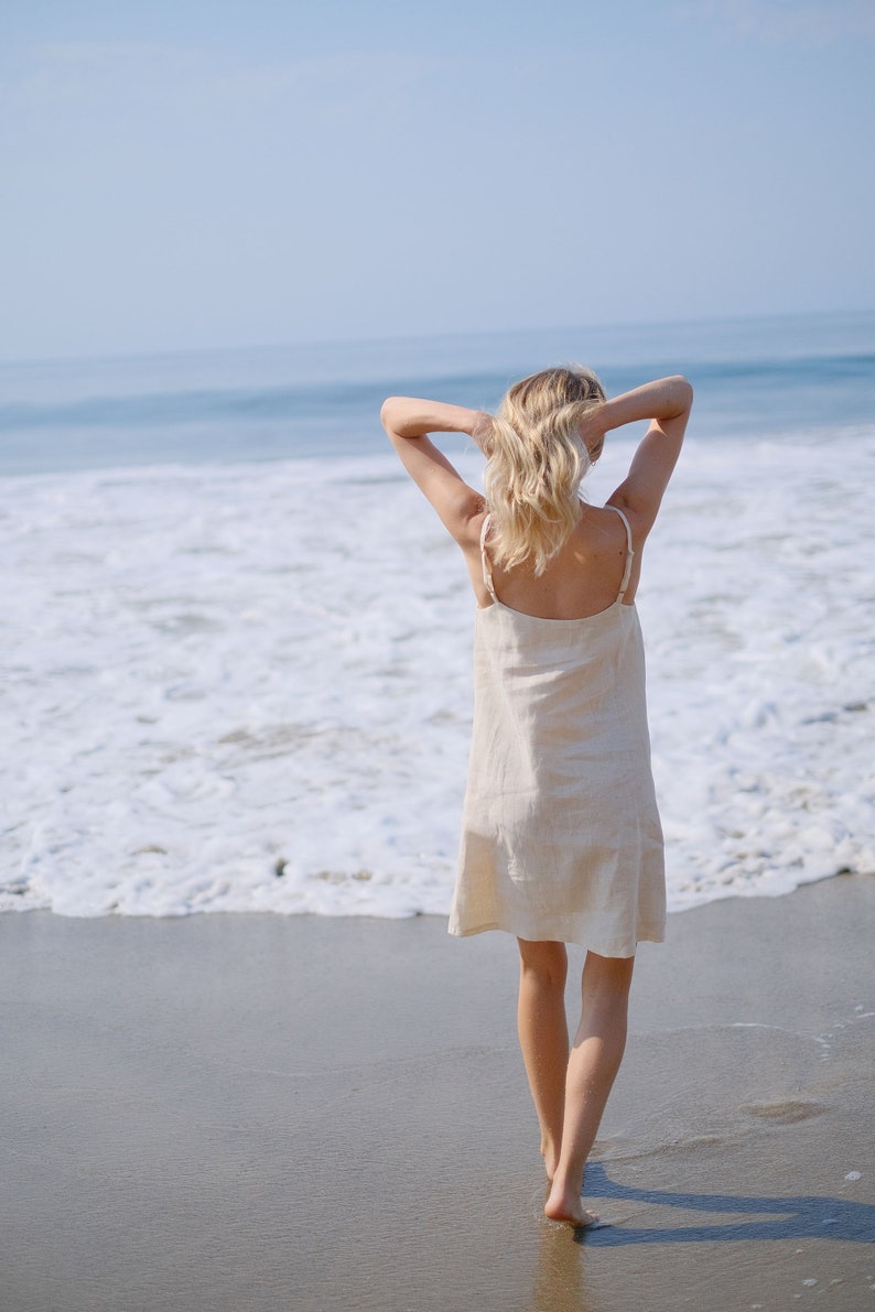 sandara, minimalist dress, linen midi dress, linen sundress, black slip dress, camisole dress, sustainable dress, dress with straps, nude slip dress, linen slip dress, linen tank dress, linen dress usa, cami dress, linen shift dress, ivory slip dress