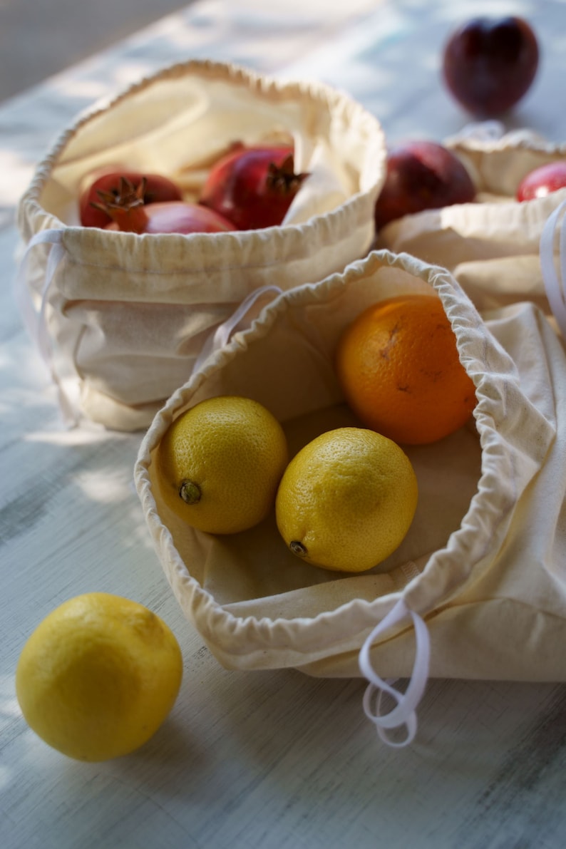 Produce Cotton Bag Reusable Muslin Bag Eco Produce Bags for Etsy
