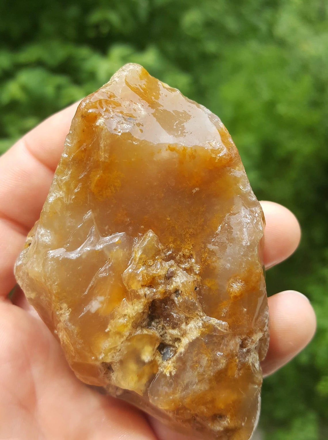 Rare Carnelian Yellow Moss Agate With Opal and Chalcedony Naturally Tumbled Stone fresh Vibes Etsy