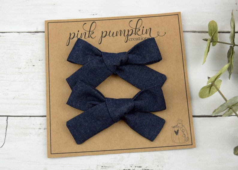 Piggie BowsHair Bow Clips Flowers for Girls Hand Tied Fabric Bow