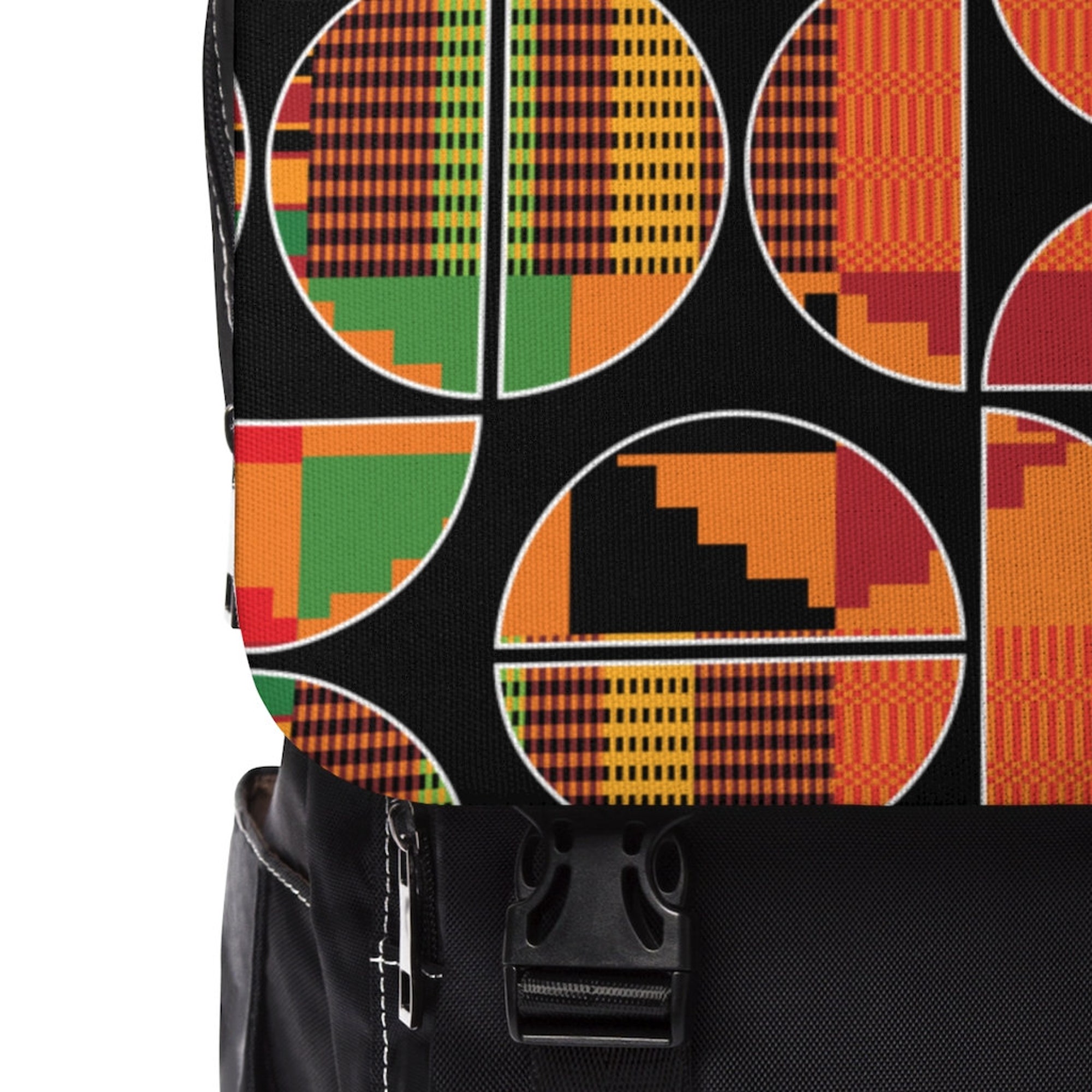 African Backpack, Kente Pattern, Geometric Shape, Ghana Style, Unisex Casual Shoulder Backpack