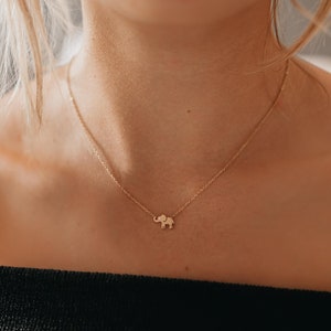 Tiny Elephant Necklace, Baby Animal Necklace, Mini Elephant Gifts, Dainty Elephant Charm, Gold Minimalist layering Necklace