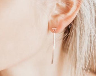 Bar Line Earrings Dainty long bar Simple Gold Everyday Earrings, Dangle Earrings, Drop Earrings, Line  Slim Bar Extra long bar Drop earrings