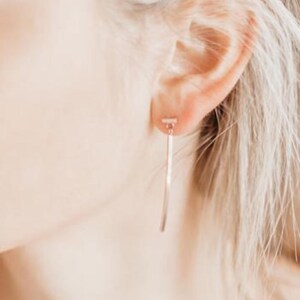 Bar Line Earrings Dainty long bar Simple Gold Everyday Earrings, Dangle Earrings, Drop Earrings, Line  Slim Bar Extra long bar Drop earrings