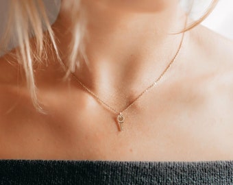 Tiny Key Necklace, Gold Key to my Heart, Small Silver Key Pendant, Skeleton Key Charm Inspirational Gift