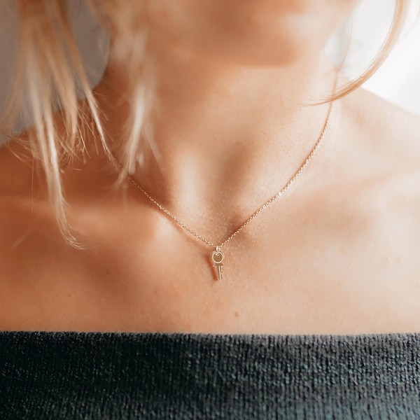 Tiny Key Necklace / Key to my Heart Necklace / Mini Key / Small Key / Silver Key Pendant / Little Key / Best Friend Gift / Gold Key Charm