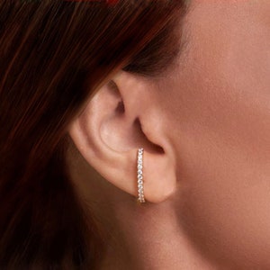 Diamond Suspender Earrings • Paved Suspender Stud • Hook Earring • Lobe Cuff 20G Ear Climber • Minimalist Earring • Pave CZ Curved Bar Hoop