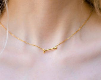 Dainty Gold Arrow Necklace: 3D Cupid's Arrow Jewelry