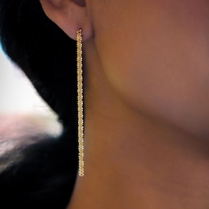 Twisted Sparkle Chain Earrings • Simple Dangle Drop Tassel Earring • Minimal Simple Gift for her • Modern Hypoallergenic Statement Earring