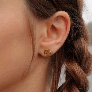 Gold Dainty Elephant Stud Earrings, Lucky Earrings Cute Baby Elephant, Nature, Animal lover Gift, Tiny Elephant, Animal Jewelry