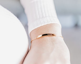 Personalized Bar Bracelet • Engraved Bar Bracelet • Gold Bar Bracelet, Silver, Rose Gold • Name Bracelet • Personalized Bracelet for Women