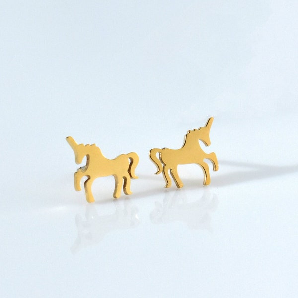 Unicorn Stud Earrings • Gold Tiny Studs • Kids earrings • Birthday Gift • Children's Jewelry •Girls Earring Gift