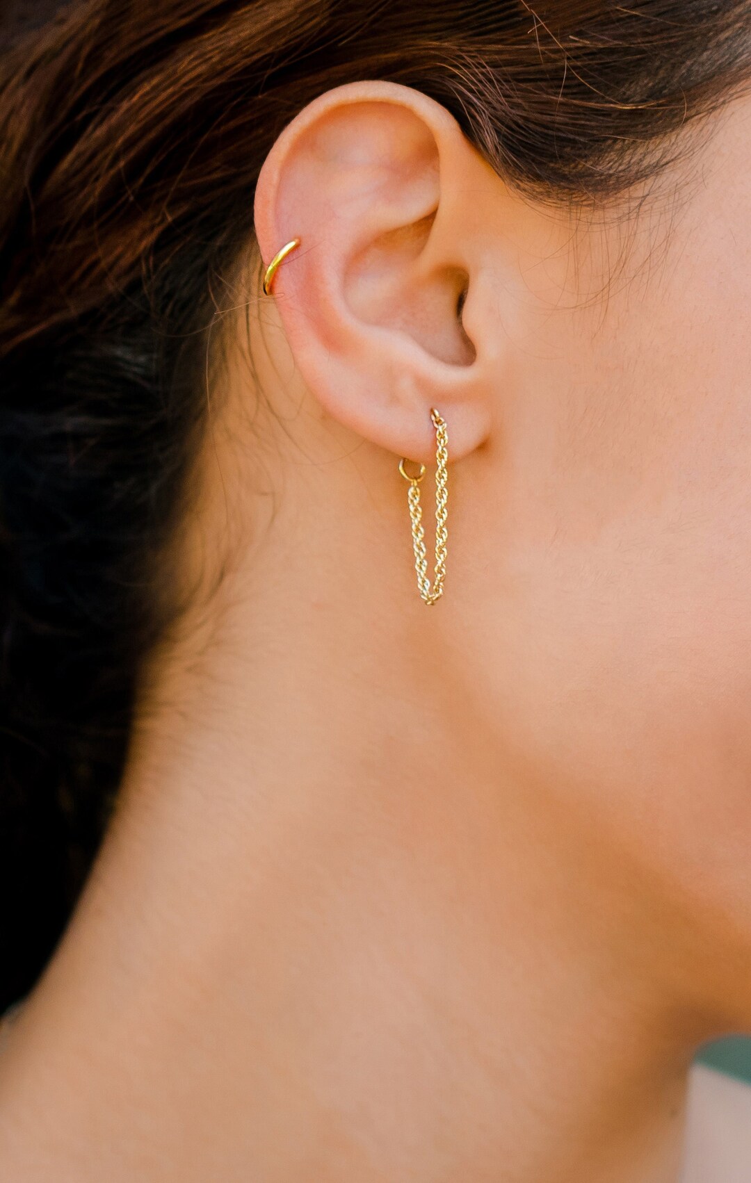 Rope Chain Earrings, Chain Stud Earrings, Twisted Chain, Dangling