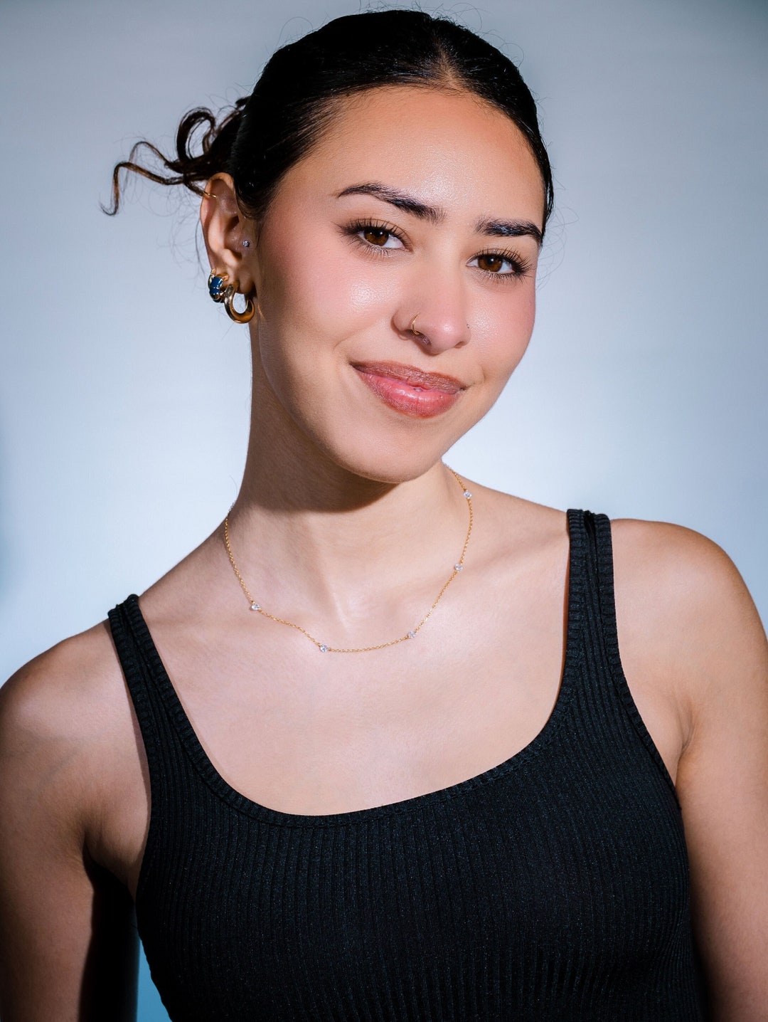 Diamond Station Necklace 18k Gold by the Yard Floating Diamond