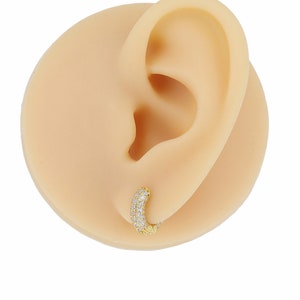 CZ Huggie Hoop Earrings, Small Hoop Earrings, Silver Hoops, Chunky Hoop Earrings, Diamond Hoop, Minimalist Earrings, 18k Gold Hoop Earrings image 8