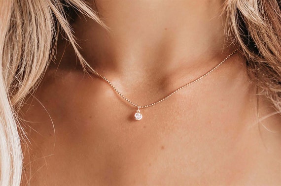 Tiny diamond choker necklace store