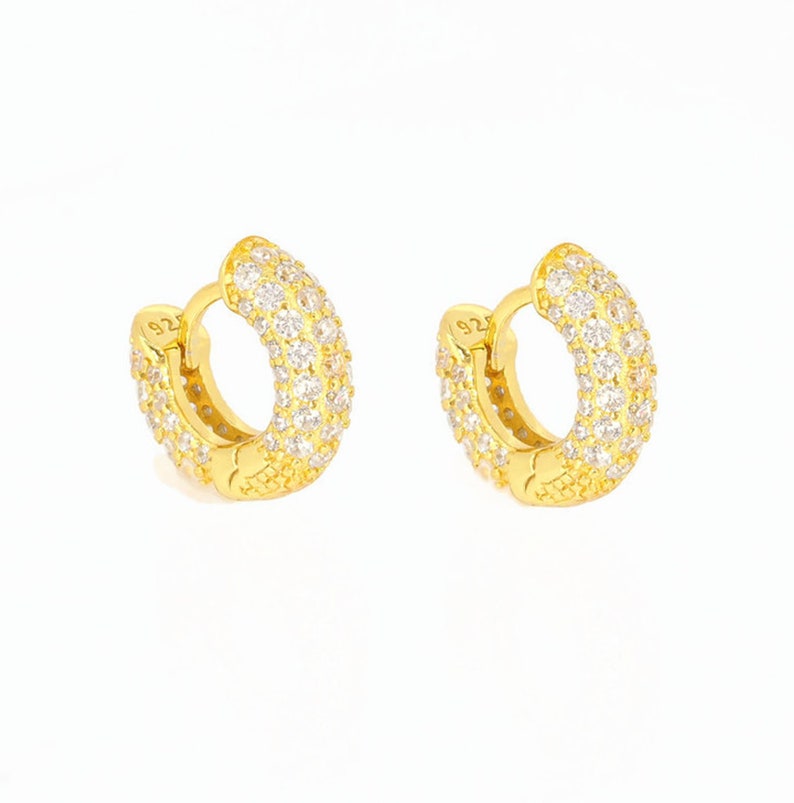 Gold Diamond Pave hoops