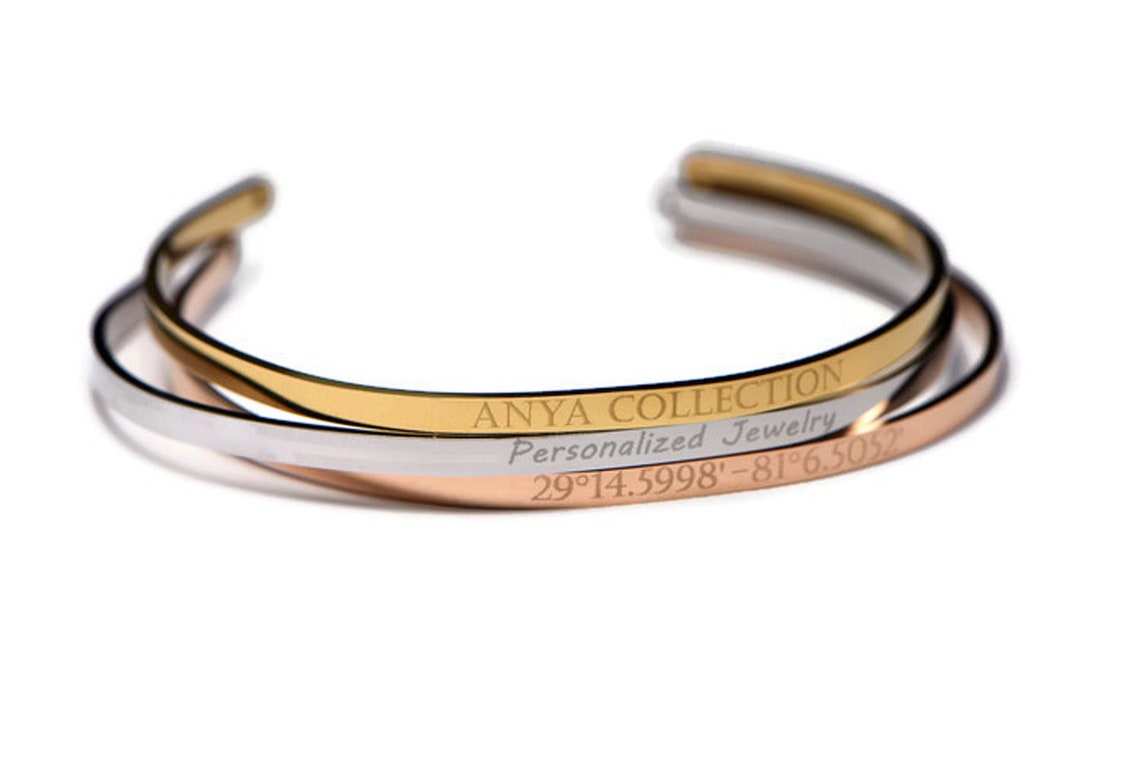 Cuff Bracelet Personalized Customized Stacking Bracelet Etsy