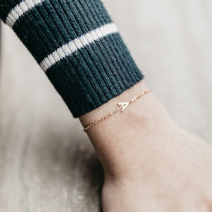 Initial Bracelet • Dainty Tiny Initial Bracelet • Name Bracelet • Personalized Jewelry • Gold Layering Bracelet • Sideways Letter Bracelet