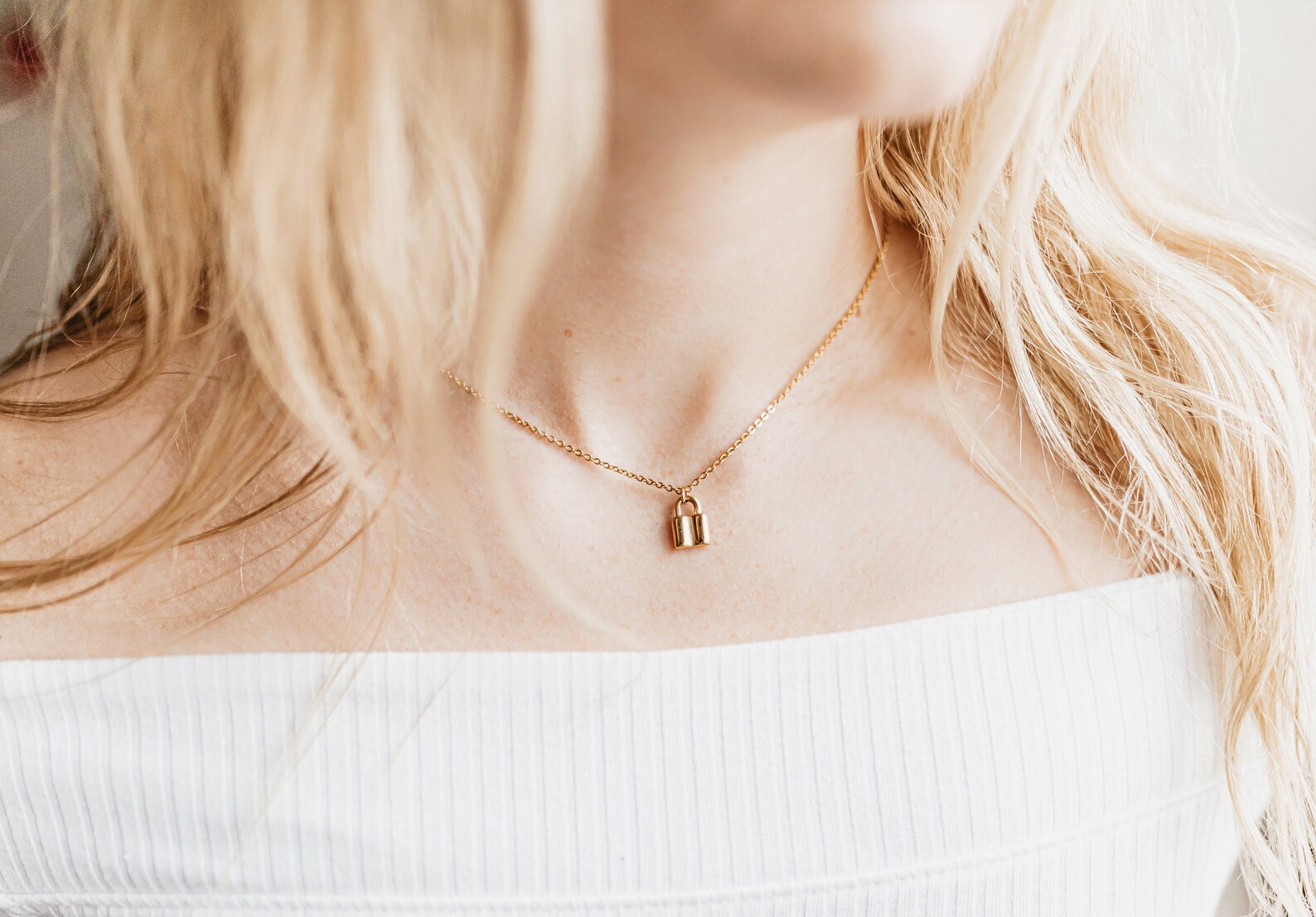 Dainty Gold Lock Necklace / Tiny Lock Necklace / Gold Filled Etsy
