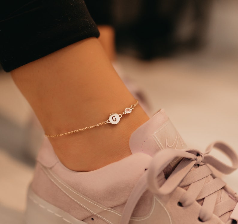 Personalized Monogram Anklet Gold Initial Anklet Etsy