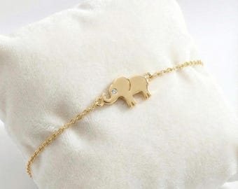 Tiny Gold Elephant Bracelet, Lucky Elephant Gift Dainty Baby Animal Safari Waterproof Jewelry