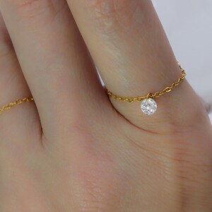 Bare Floating Diamond Chain Ring Dainty Adjustable Thin Stacking Ring ...