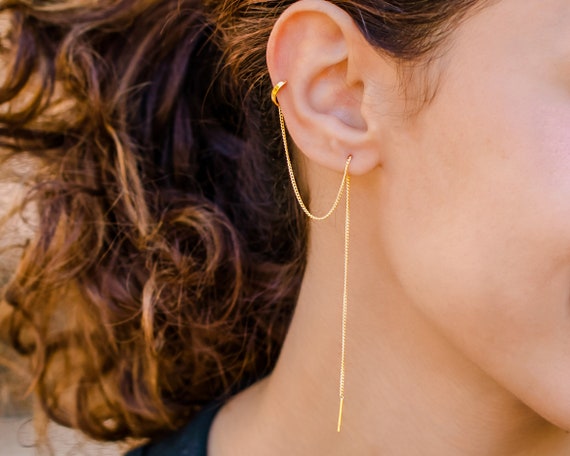 Gold Spike Drop Chain 18k Gold Plated Earrings – Ettika