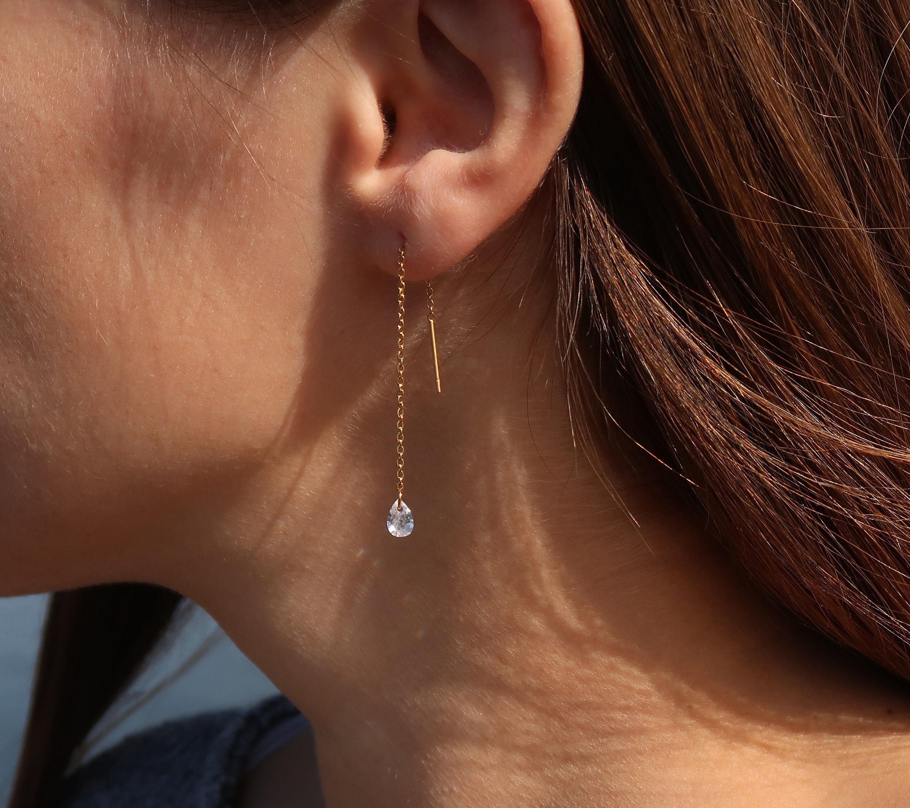 Glitter Raindrop Earring Studs (Gold)