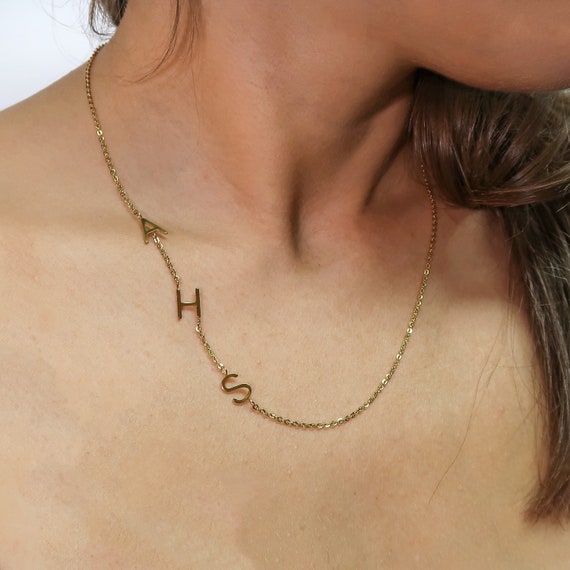 Buy Two Initials Necklace, Gold Initial Necklace, Two Letter Necklace,  Personalized Custom Jewelry, 2 Initials, Gift for Her Online in India - Etsy