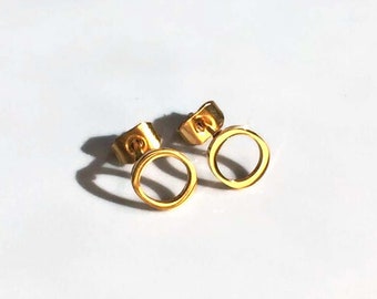 Open Circle Stud Earrings • Tiny Earrings • 18k Gold Small hoop • Circle Earrings • Geometric Minimalist Earrings • Small Studs