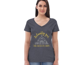 Women’s Raised in a Barn recycled v-neck t-shirt