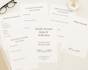 Bible Study Printable | Sermon Notes Journal | Weekly Sermon Study