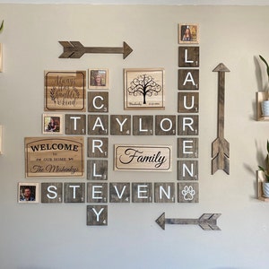 Scrabble wall tile decoration - engraved, custom wall art