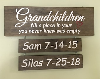 Grandchildren sign engraved wood signs