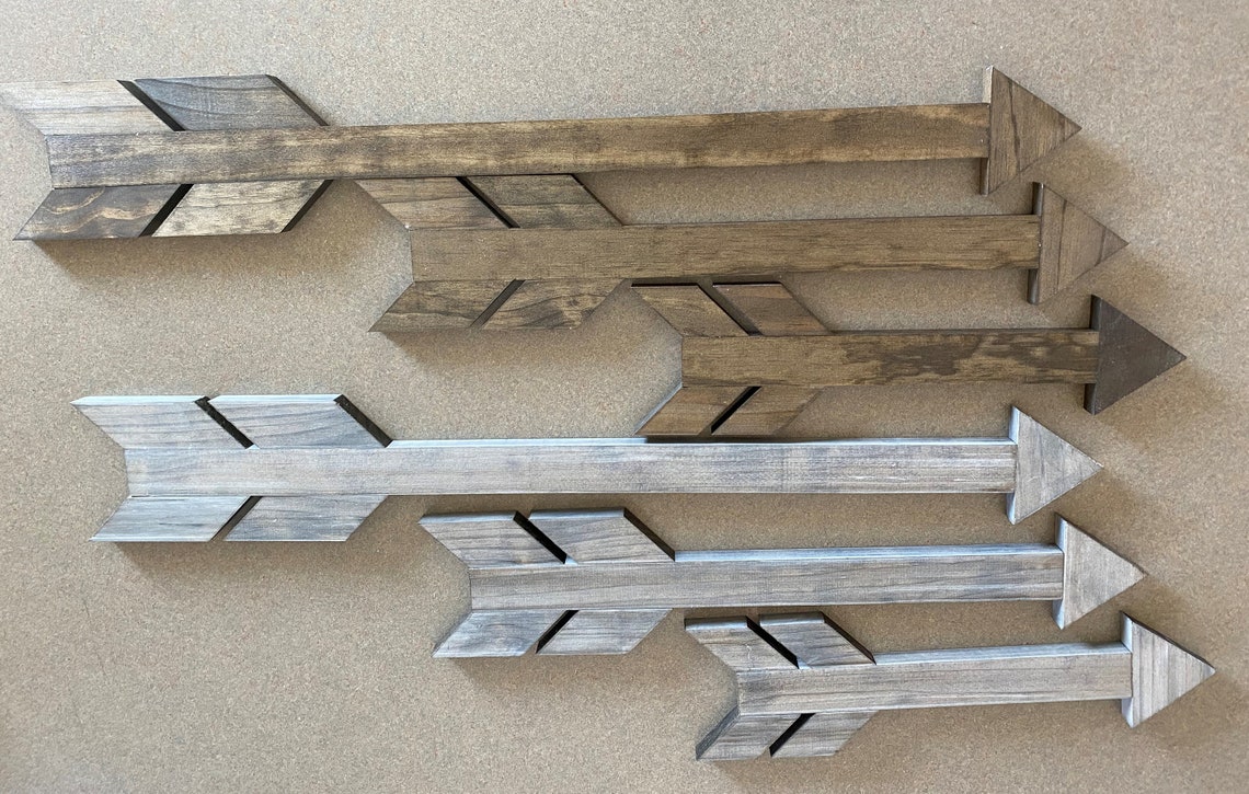 Wood Arrow Wall Decor Set of 3 Arrows Stained Arrows Arrow Etsy