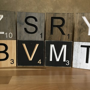 Scrabble tile wall decoration, engraved name tiles, custom wall art, name tiles, scrabble tiles decoration, carved scrabble tile wall art,