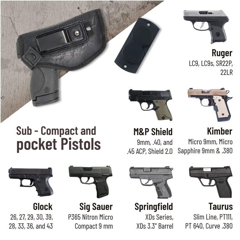 Concealed Carry PU Leather Magnet Soft Interior by PH Fits M/&P Shield 9mm.40.45 Glock 26 27 29 30 33 42 43 Combo IWB Gun Holster