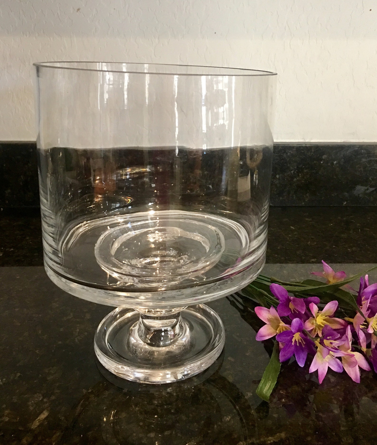 Hand Blown Footed Crystal Trifle Bowl by GlassGewGaws Etsy