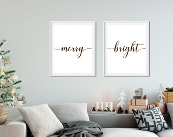 Noel Decoration, Christmas Decor, Christmas PRINTABLE, Christmas Decoration, Holiday Decor, Christmas Print, Christmas Sign, Merry Bright