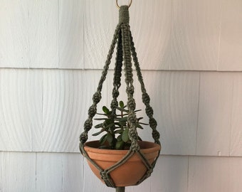 Macrame Plant Hanger - hanging planter, eucalyptus green plant holder, indoor garden
