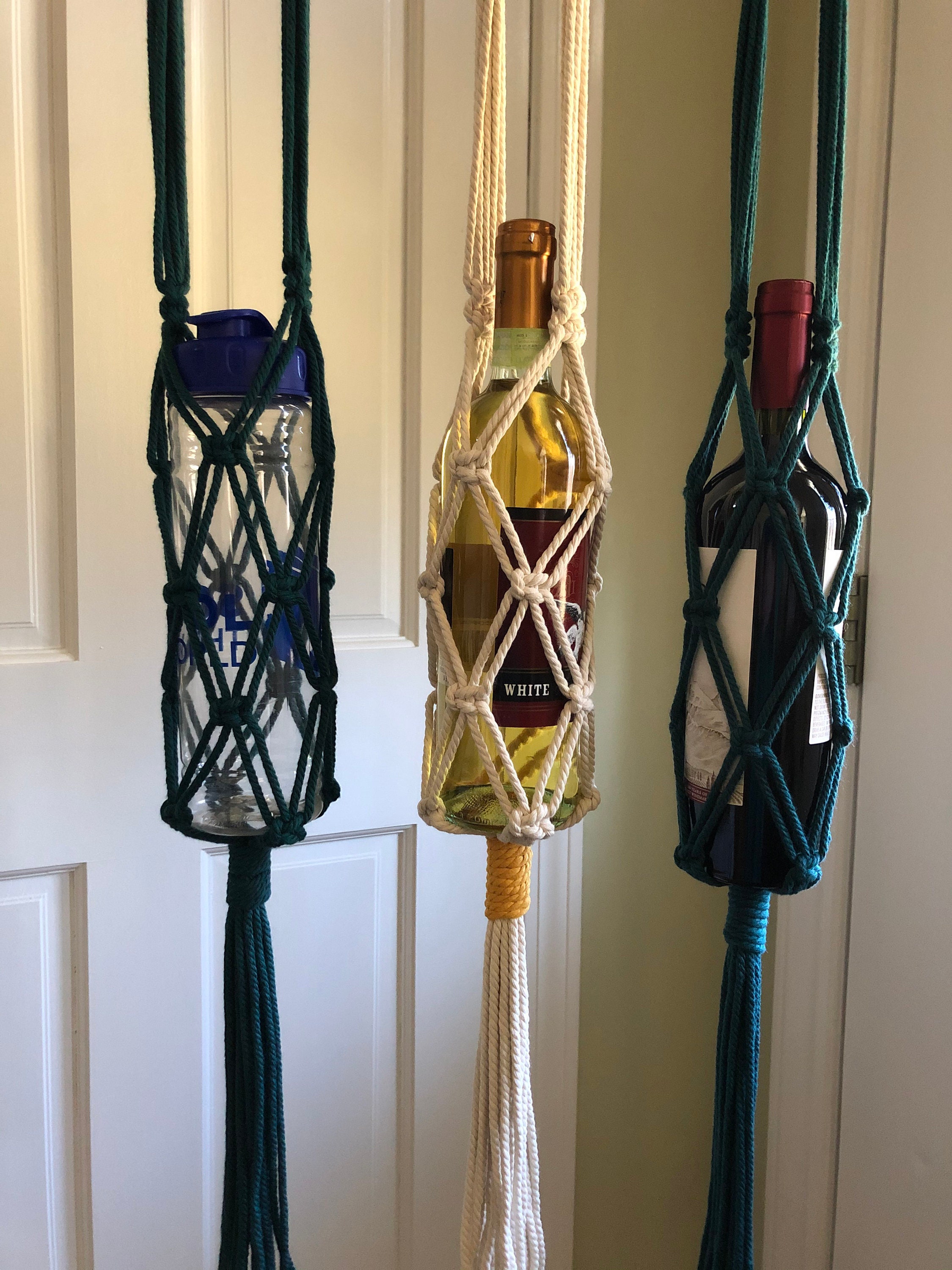 Macrame wine tote wine bottle carrier wine bag wine bottle Etsy