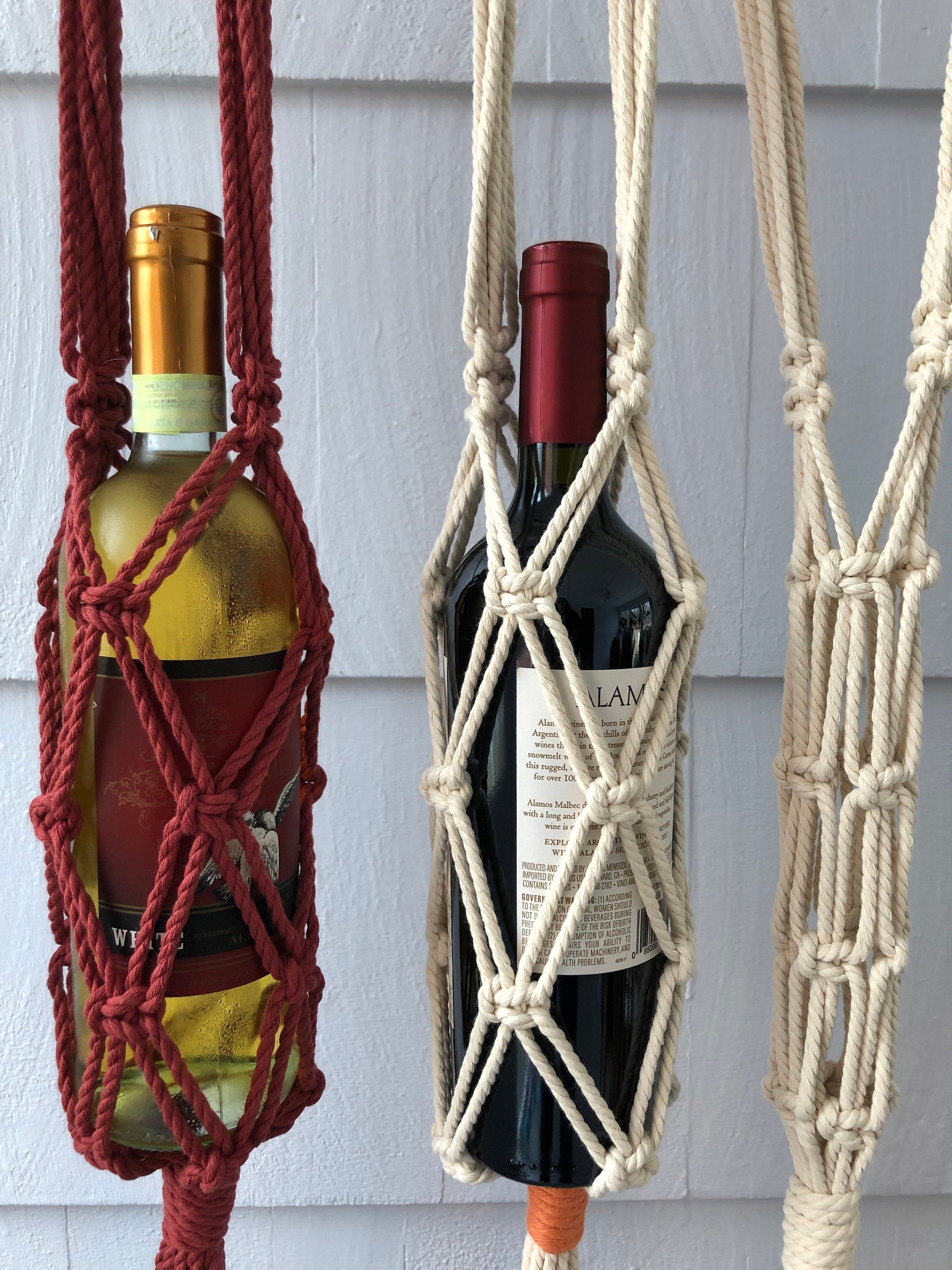 Macrame Wine Tote Macrame Wine Bottle Carrier Macrame Wine Etsy