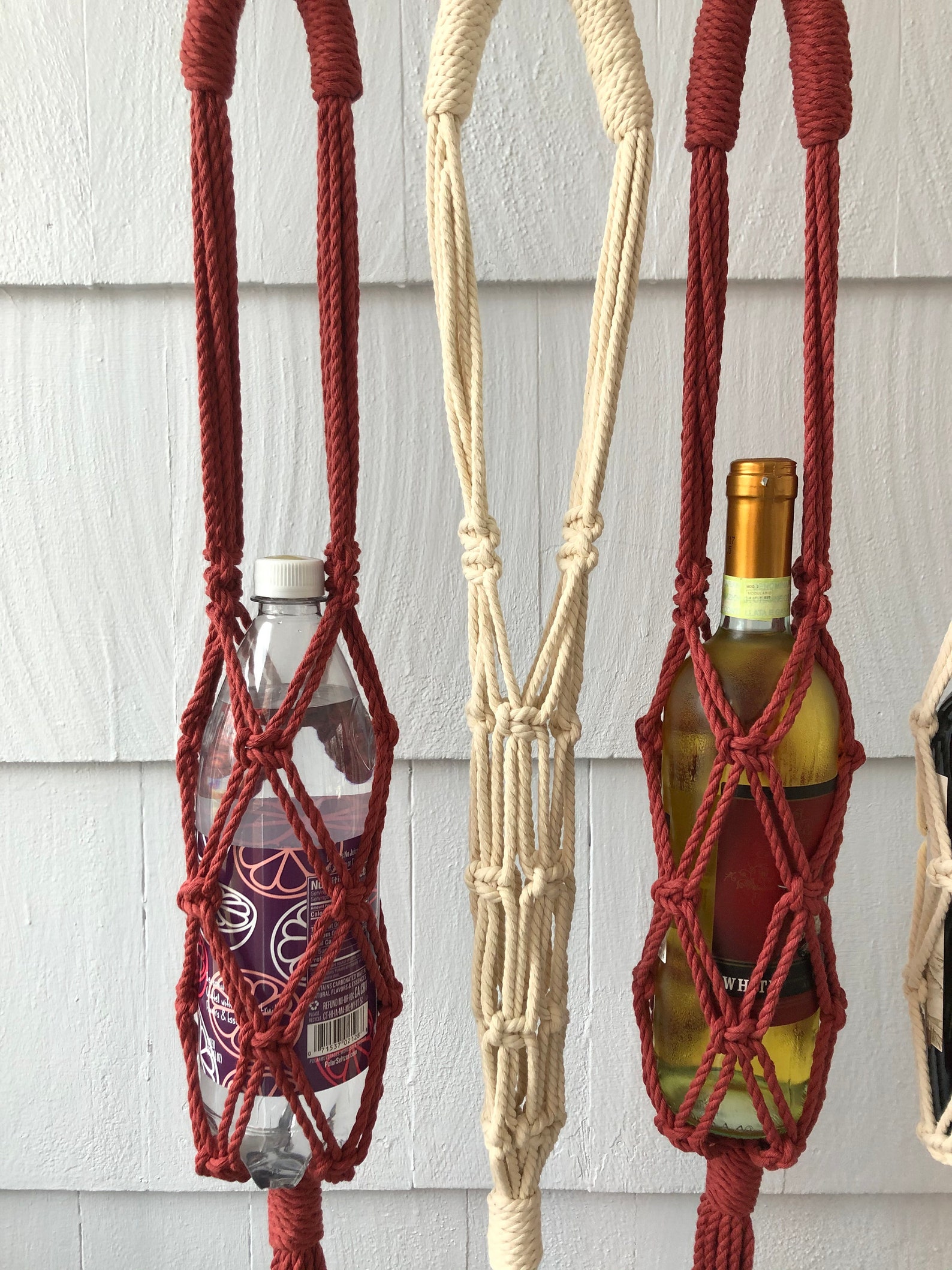 Macrame Wine Tote Macrame Wine Bottle Carrier Macrame Wine Etsy
