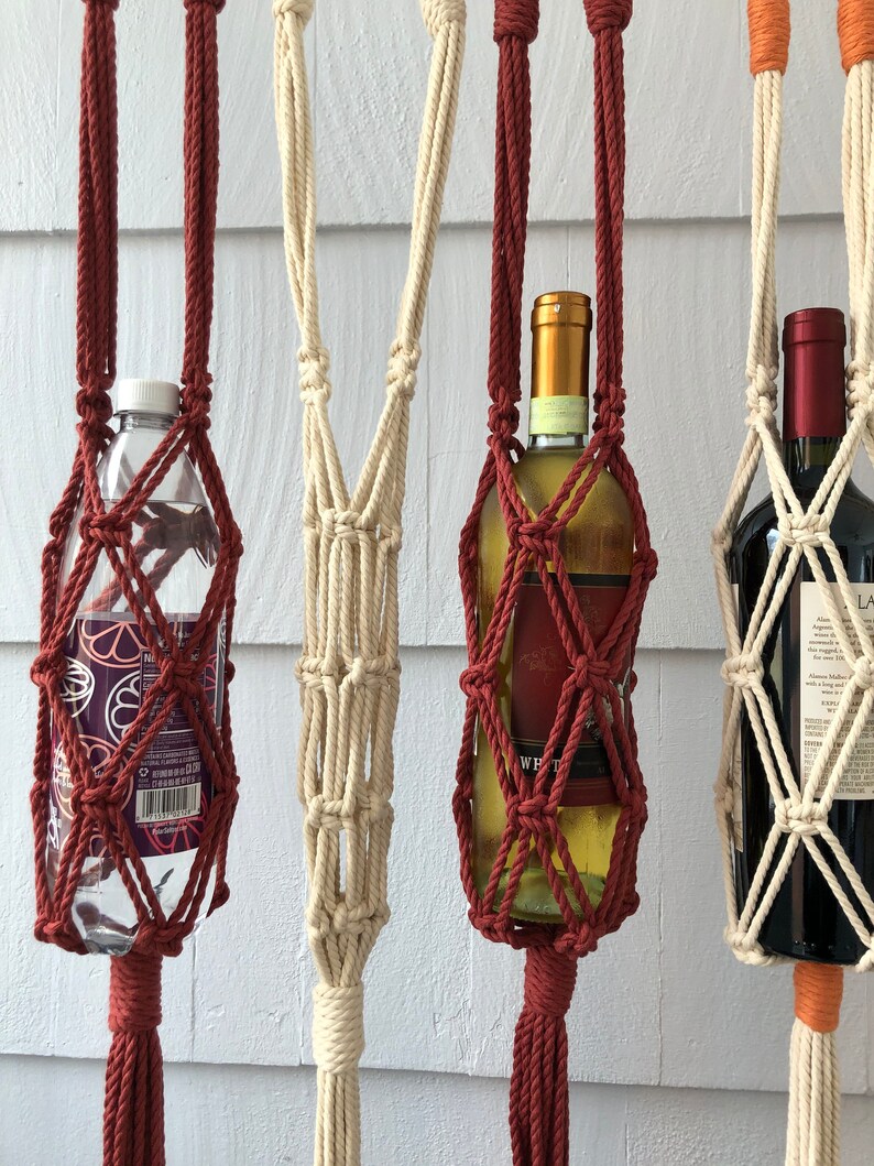 Macrame Wine Tote Macrame Wine Bottle Carrier Macrame Wine Etsy