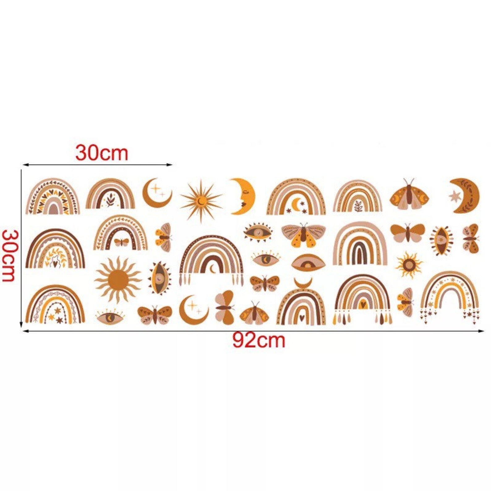Boho Rainbow Wall Decals Nursery or Kids Room Wall Stickers Neutral