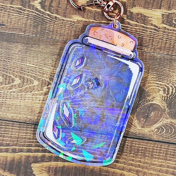 Holographic Jewel Shard Bottle Acrylic Shaker Charm