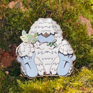 Yeti Enamel Pin // Abominable Snowman // 35mm Tall // Silver Plated // Cryptid Series